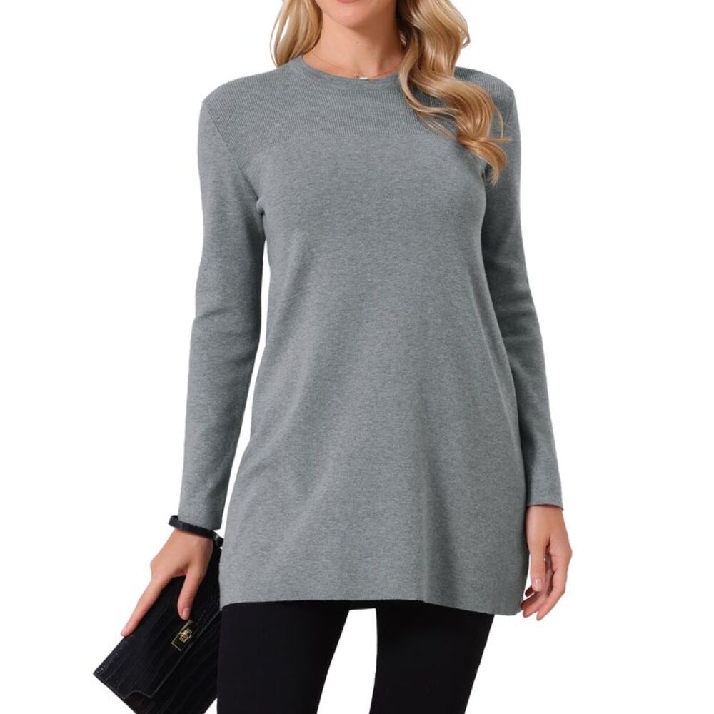 Women Oversized Chunky Knit Long Sleeve Pullover Sweater Fall Top Grey